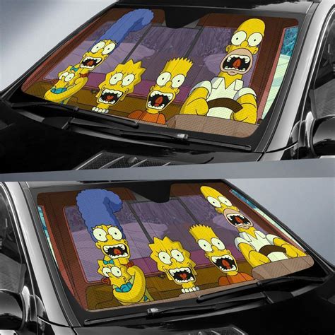 The Simpsons Funny Driving Car Sun Shade - TeeUni