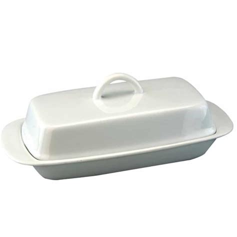 White Porcelain Butter Dish With Handle