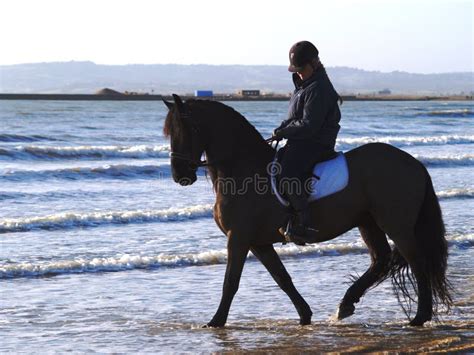 Horse Riding on the beach stock photo. Image of horsetail - 4117920