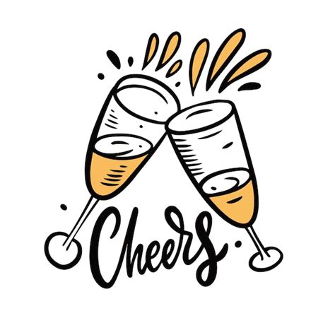 Premium Vector | Cheers champagne. hand drawn lettering and ...