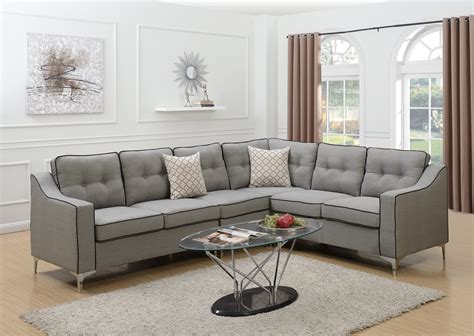 F6888 Light Gray 4 Pcs Sectional Sofa Set by Poundex