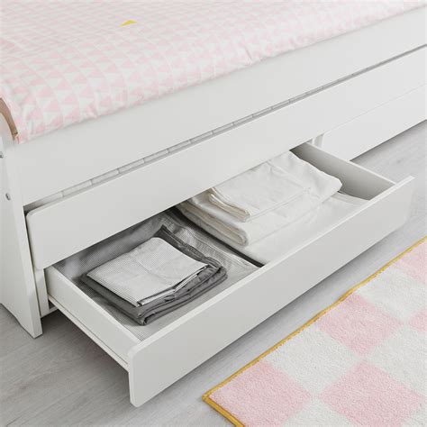 SLÄKT Pull-out bed with storage, white, Twin - IKEA