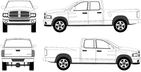 2003 Dodge Ram 1500 crew Pickup Truck blueprints free Outlines