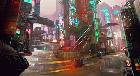 cyberpunk video game concept art low poly 3d render... | OpenArt