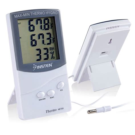 Insten White Digital LCD Indoor/ Outdoor Thermometer Hygrometer Temperature Humidity Meter ...