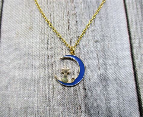 Gold Moon Necklace Blue Moon Necklace Celestial Jewelry Gifts - Etsy