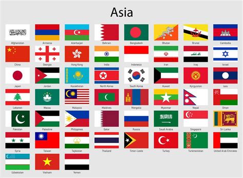 Set of flags asian countries, All Asia flag 21852263 Vector Art at Vecteezy