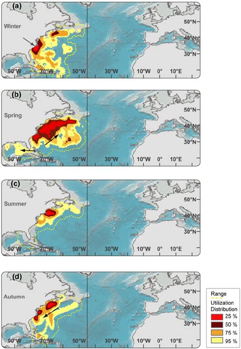 Seasonal utilization distributions of bluefin tuna in western resident... | Download Scientific ...