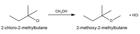 The reaction of tert-butyl chloride with methanol (CH3)3C—Cl Ter ...