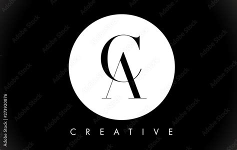 CA Letter Design Logo with Black and White Colors Vector. Stock Vector ...