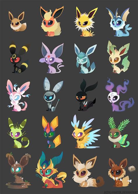 Eeveelutions by Altalamatox.deviantart.com on @DeviantArt | Disegno di animali, Dipinti carini ...