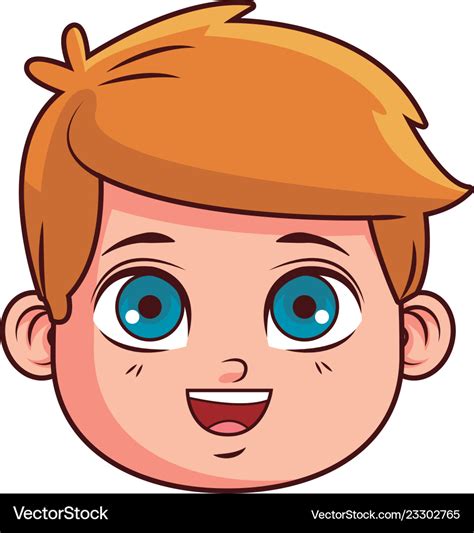 Cute boy face cartoon Royalty Free Vector Image