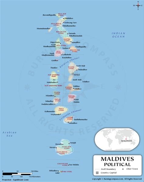 Maldives Atoll Map, Maldives Political Map