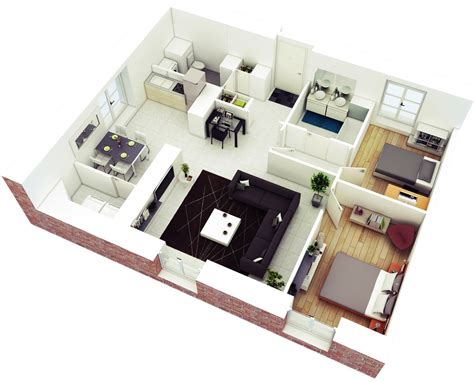 Small House 3D Floor Plan - floorplans.click