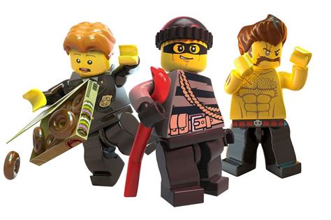 three lego figures are shown in this image