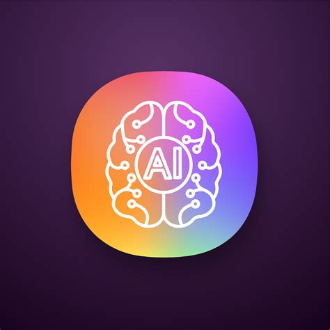 Artificial intelligence app icon. UI UX user interface. Digital brain. Neurotechnology. AI. Web ...