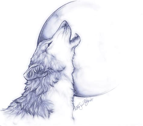 Wolf Howling At The Moon Drawing In Pencil at GetDrawings | Free download