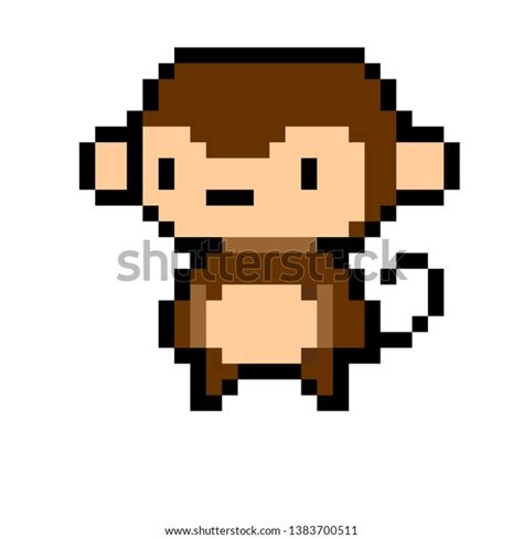 Vektor Stok Pixel Art Monkey Version Cartoon (Tanpa Royalti) 1383700511 ...