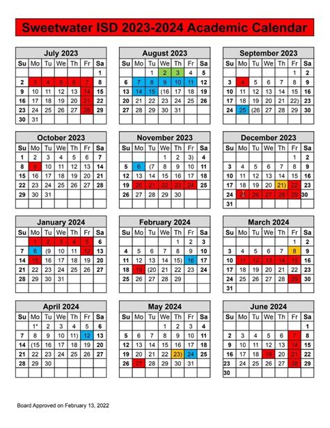 2023-2024 Academic Calendar | Sweetwater High School