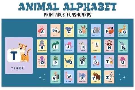 Animal Alphabet Printable Flashcards Graphic by Mystic Oasis · Creative Fabrica