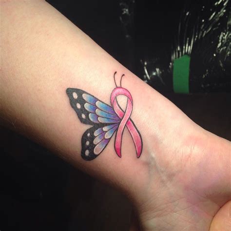 Breast Cancer Ribbon Butterfly Tattoos