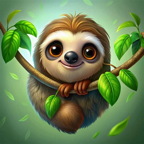 Premium Vector | Sloth Hanging on a Branch