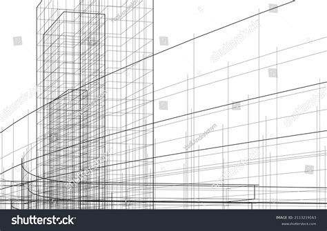 Abstract Architecture Linear Drawing Vector Illustration Stock Vector (Royalty Free) 2113219163 ...