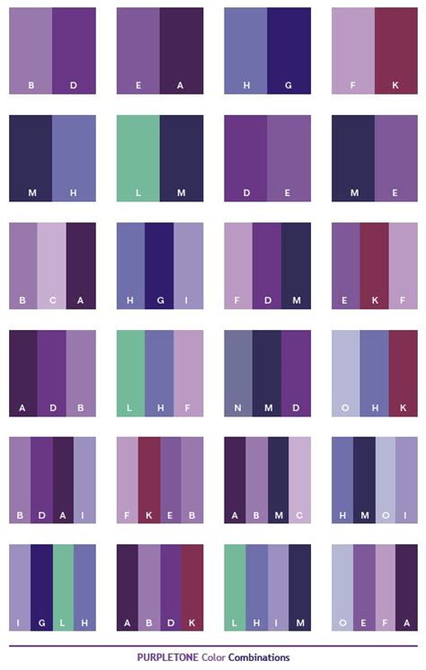 Purple tone color schemes, color combinations, color palettes for print (CMYK) and Web (RGB ...