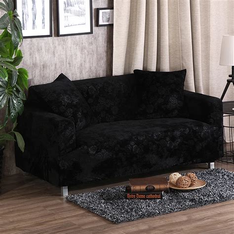 Black Stretch Furniture Covers 100% Polyester Couch Sofa Slipcovers for Home Decoration Multi ...