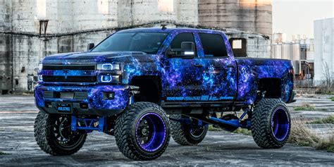 Galaxy Vinyl Wrap on Lifted Silverado 2500 HD | CARiD.com Gallery