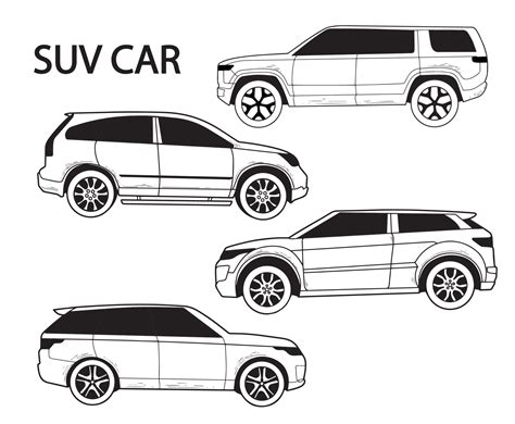 Collection the side of the SUV Car Sketch Isolated on a White Background 14914156 Vector Art at ...