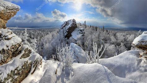 Winter forest in Ural Mountains — Stock Photo © Mironovfoto #3458808