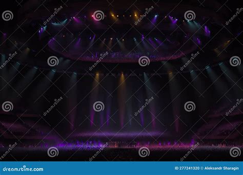 Concert Stage with Lights, Lighting Devices and Colored Smoke, Generative Ai Stock Illustration ...