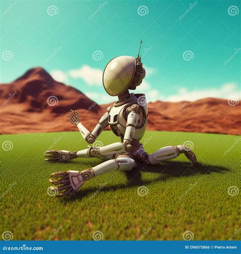 Female Robot Doing Yoga on Green Grass, Generative AI Stock ...