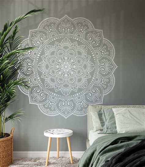 White Mandala Wall Art Decal Mandala Wall Sticker Large | Etsy