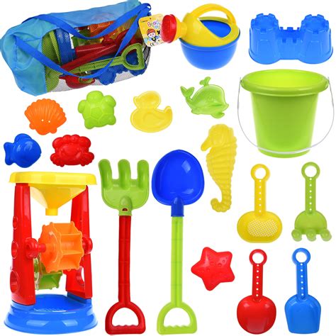 Fun Little Toys Out2Sea 19 Pcs Sandcastle Building Kit,Beach Toys,Beach Sand Toys Set,Sand Water ...