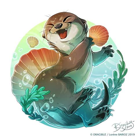 Otter Playing by Dragibuz on DeviantArt Cute Otters Drawing, Otter ...