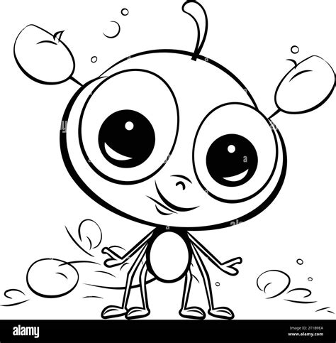 Black and White Cartoon Illustration of Funny Ant Character for Coloring Book Stock Vector Image ...