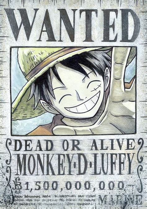 Monkey D Luffy Wanted Poster Handmade Print Drawing by Lissy Gale - Pixels