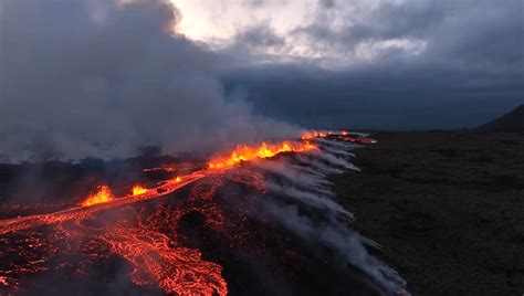 Stunning Drone Footage of Volcano Fissure in Iceland