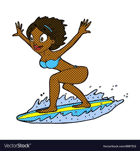 Comic cartoon surfer girl Royalty Free Vector Image