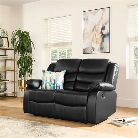 Sorrento 2 Seater Recliner Sofa, Black Classic Faux Leather Only £399. ...