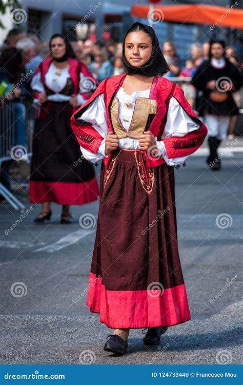 Sardinia, Italy. Feast of the Redeemer, Traditional Costumes Parade. Editorial Image - Image of ...