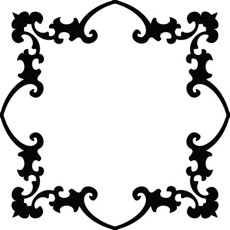 Free Clipart of a Fancy Floral Frame Black and White