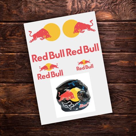 Redbull Stickers Helmet Set Red Bull Decals Use This Label | Etsy