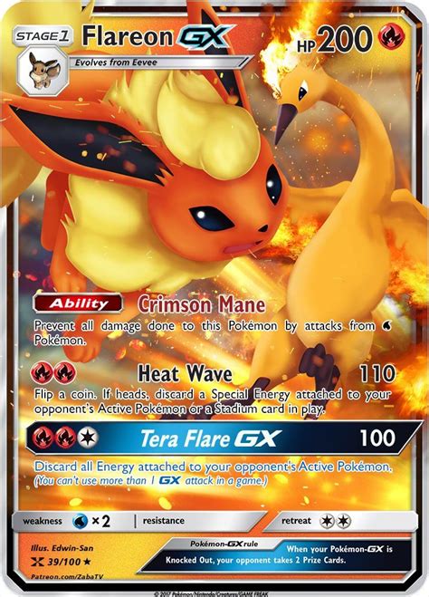 Flareon GX Custom Pokemon Card | Pokemon, Thẻ pokemon, Động vật