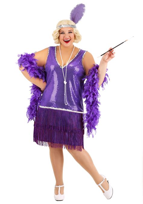 Plus Size Amethyst Flapper Purple Costume for Women