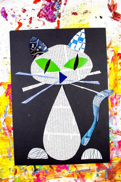 Cool cat newspaper art project for kids – Artofit