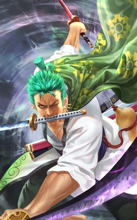 Download Zoro Wano Biting Sword Wallpaper | Wallpapers.com