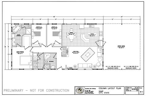 30w 60l Floor Plans W-1 Column Layout - Worldwide Steel Buildings